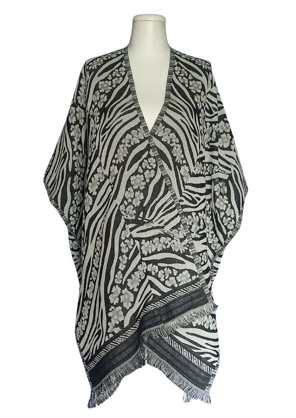 Diagonal Animal Kimono (SE-4057_Black)